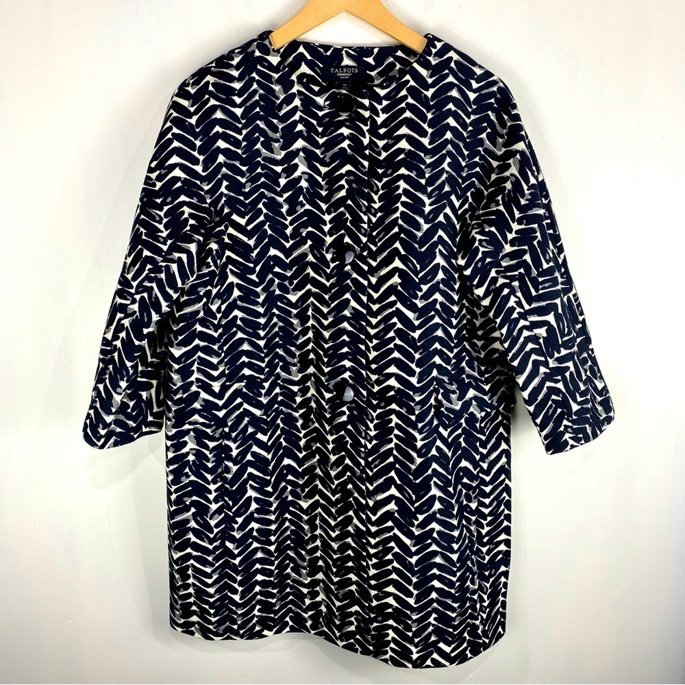 Talbots Petites Printed Pattern Longline Basic Classic Coat Jacket Size 12P